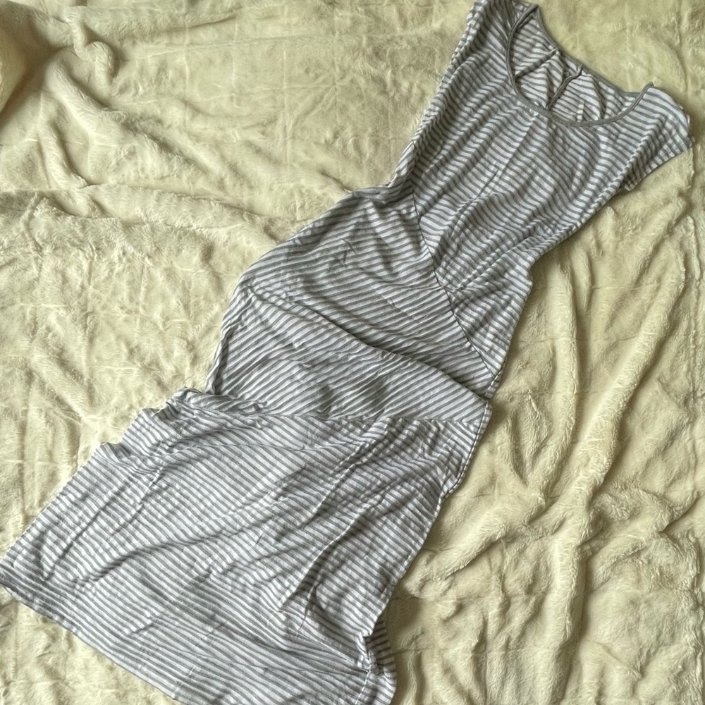 Gray and white maxi dress